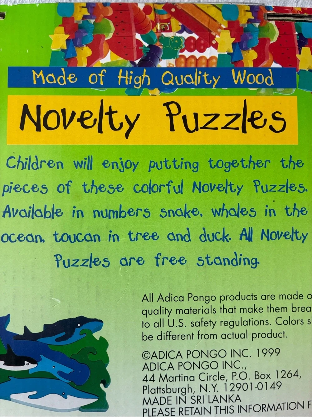 Adica Pongi  Inc - VTG. DUCK NOVELTY PUZZLE (13 pieces)